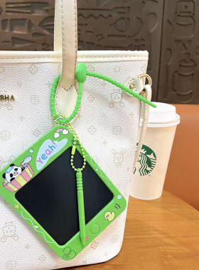 卡通熊猫趣味中号画板钥匙扣情侣