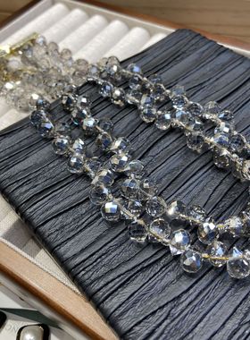 无横孔高级灰色水滴草莓晶项项链