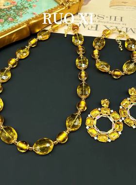 饰品vintage西洋回流黄色系列玻