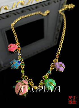 多彩珐琅瓢虫项链小众设计感可爱