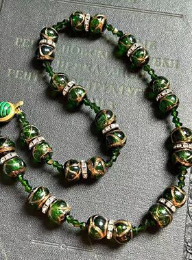 西洋中古琉璃项链vintage绿色香