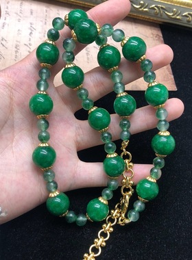 夏季百搭简约绿玛瑙串珠项链同款
