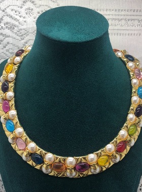 vintage百搭项链重工镀真金彩色