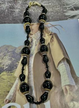 玛瑙中古vintage饰品夸张设项链