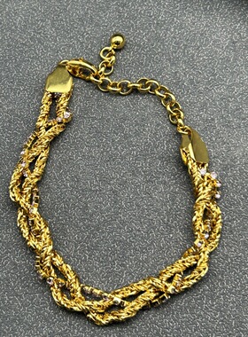 中古Vintage手工麻花宝石编制手