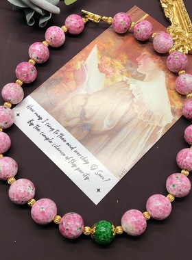 清新甜美风套装樱花粉蛙皮琉璃串