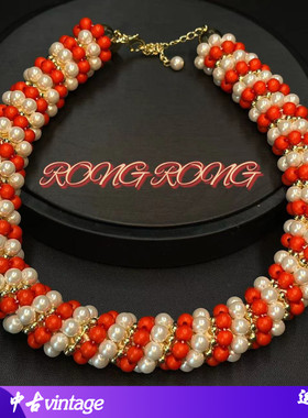 -珍珠母贝圆珠链中古宫廷风项链