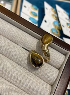 铜西洋古董镀金蓝松石戒指/指环