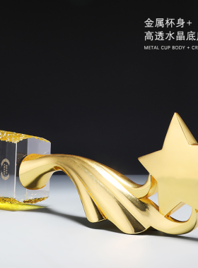 荣誉之星金属奖杯水晶定制金银铜团体大号制作刻字冠亚季军比赛