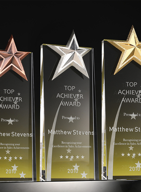 创意奖杯定做水晶奖杯定制皇金银铜冠钻石制作优秀员工纪念刻字