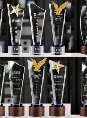 水晶奖杯奖牌定制做高档优秀五角星玻璃创意儿童奖杯公司颁奖纪念