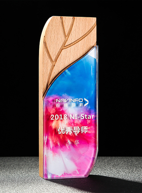 高档水晶奖杯创意定制定做授权牌定制公司学校奖杯免费刻字彩印