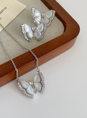 欧美风超仙渐变贝母蝴蝶项链