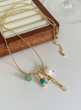 欧美风简约不规则串珠项链