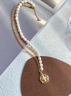 个性拼接小众设计淡水珍珠锁骨链