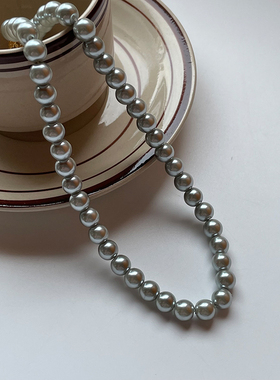 施家珍珠女灰色珍珠项链