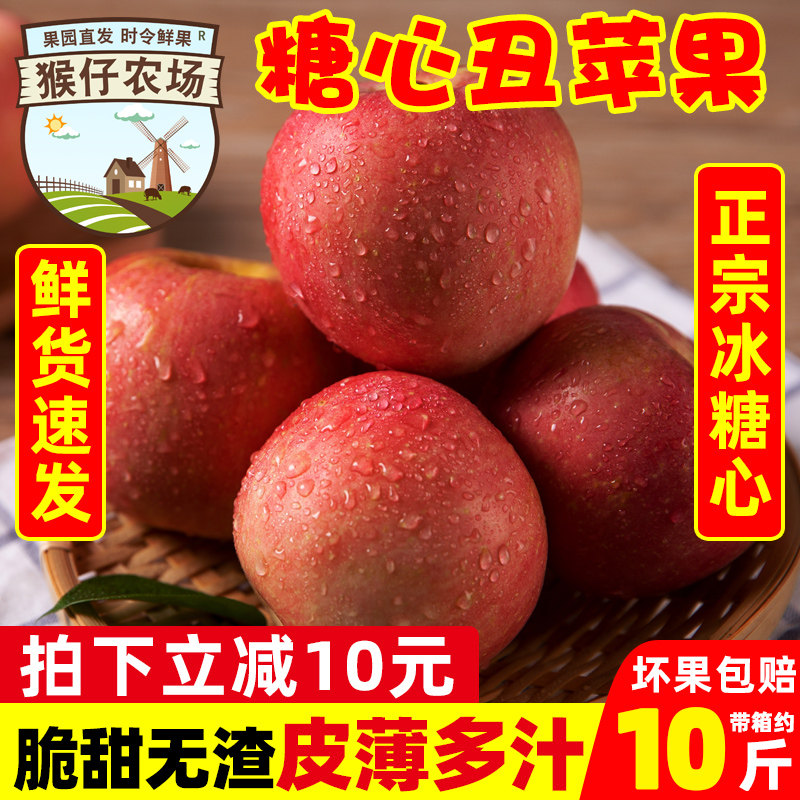 四川大凉山州盐源冰糖心丑苹果新鲜当季水果当季红富士带箱约10斤