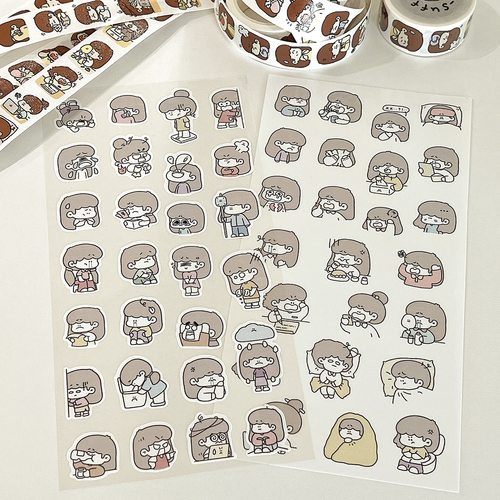 xxkk炫炫酷酷丨原创设计卡通手帐离型和纸胶带模切贴纸痛痛苦苦 - 图3