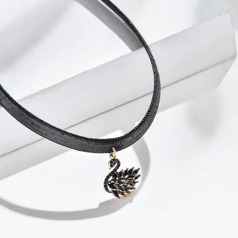 小天鹅女颈带choker黑色脖颈锁骨链 lanshinuo项链