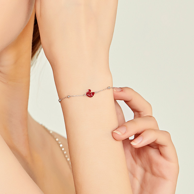 s925纯银小天鹅女chic韩版简约手链 lanshinuo手链