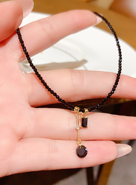 水晶流苏颈链2025年新款爆款气质