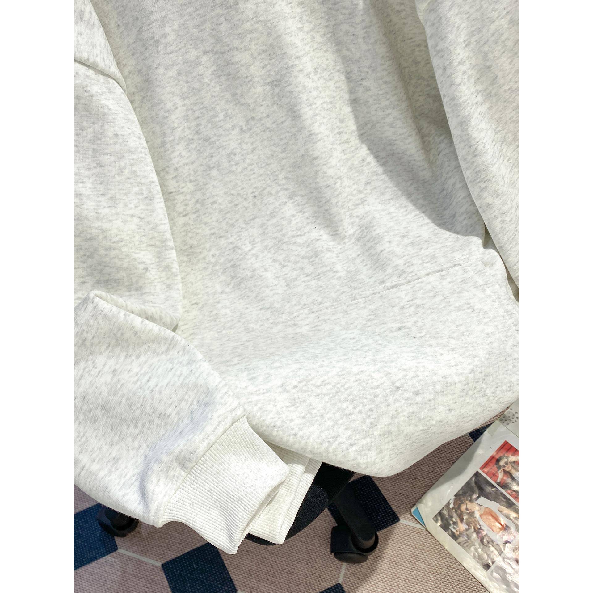 drew灰色纽扣卫衣男女款秋季连帽衫宽松纯棉重磅初高中生美式外套 - 图3