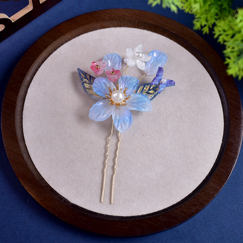 汉服头饰新中式简约兰花小发钗古装盘发点缀簪子国风古风发饰品 - 图2