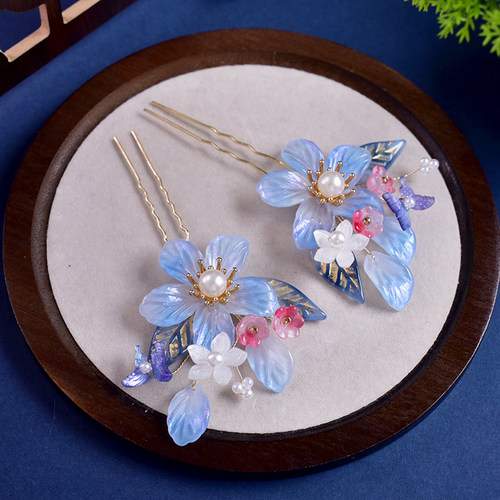 汉服头饰新中式简约兰花小发钗古装盘发点缀簪子国风古风发饰品 - 图3