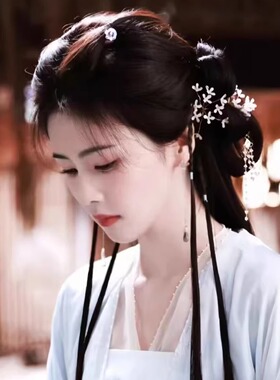 桂花头饰白鹿流苏发簪发夹古风钗