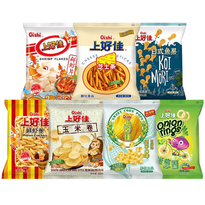 上好佳80g*4袋鲜虾片蟹味芝士条 缘一食品膨化食品