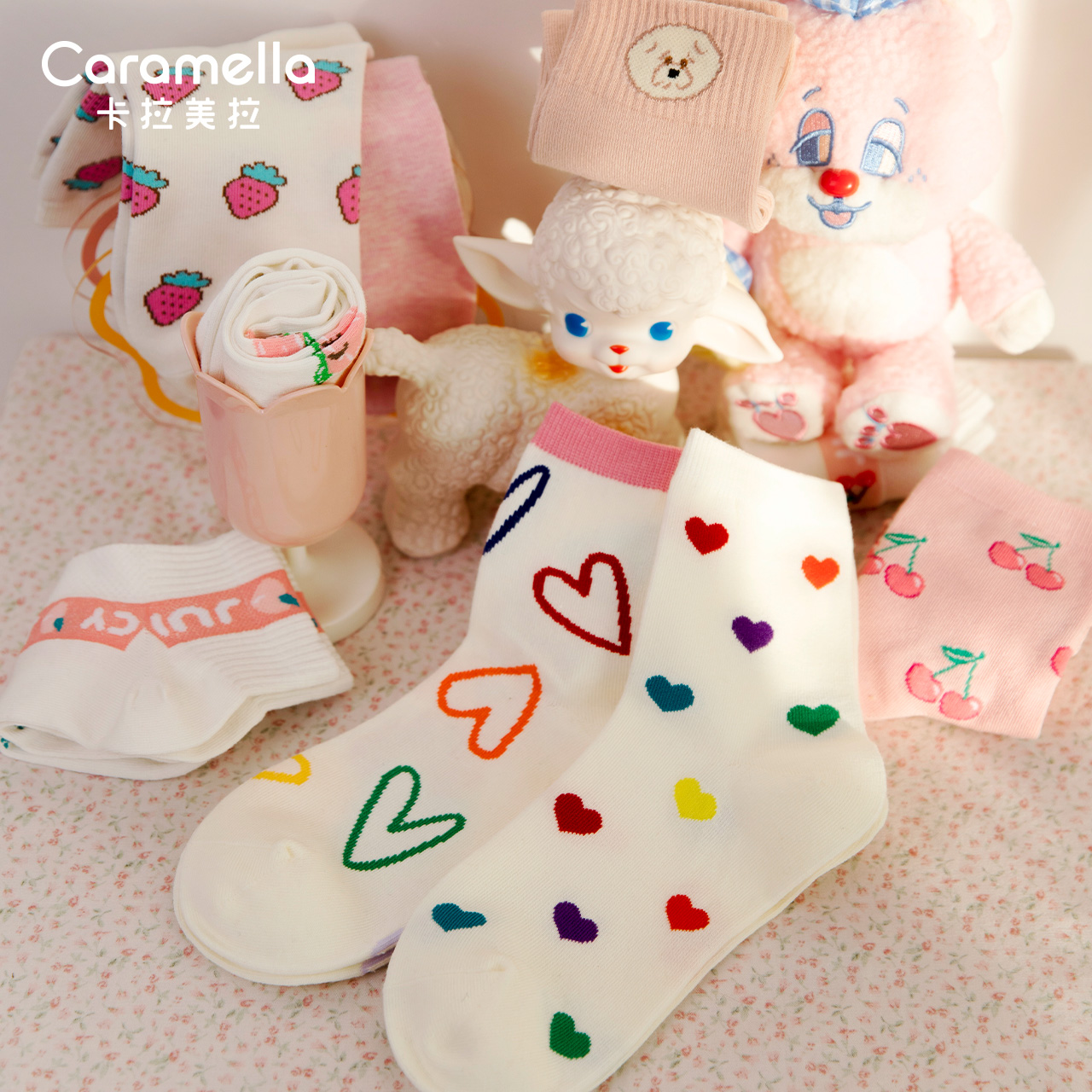 caramellaoutlets店caramella袜子女春秋中筒袜船隐形袜ins潮可爱棉袜日系韩版ulzza1