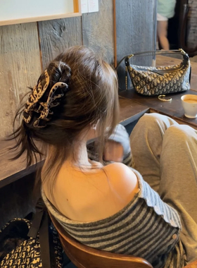 爆款发夹女高级感复古豹纹抓夹百搭时尚发夹女款发饰轻奢高品质鲨