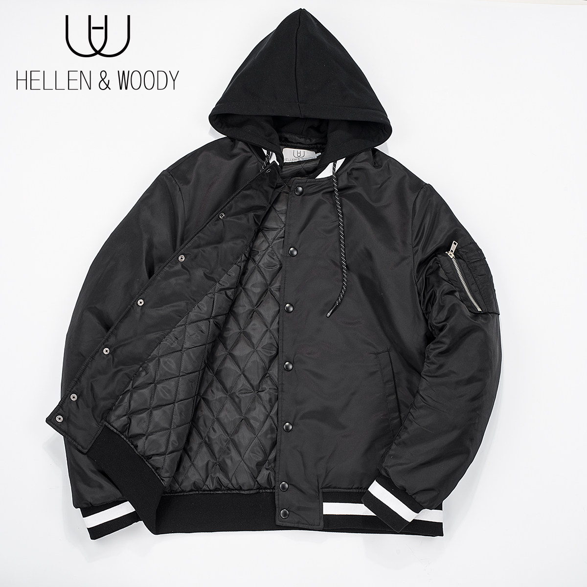 Winter fleece jacket hooded baseball uniform men's cotton coat
