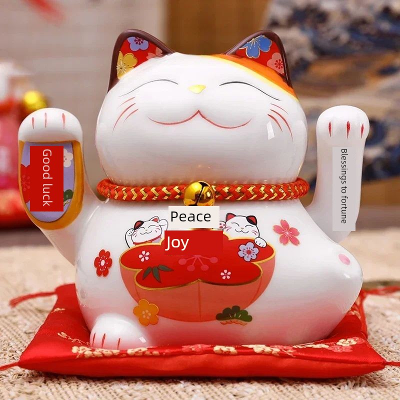 5 inch Ceramic Fortune Cat Waving Hand Lucky Cat Plutus Cat - 图3