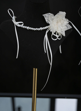 高级感新娘森系蕾丝珍珠项链