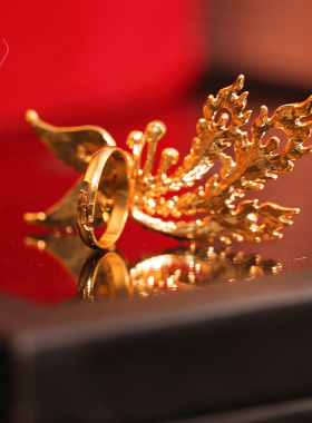 新娘中式奢华精致龙凤褂戒指