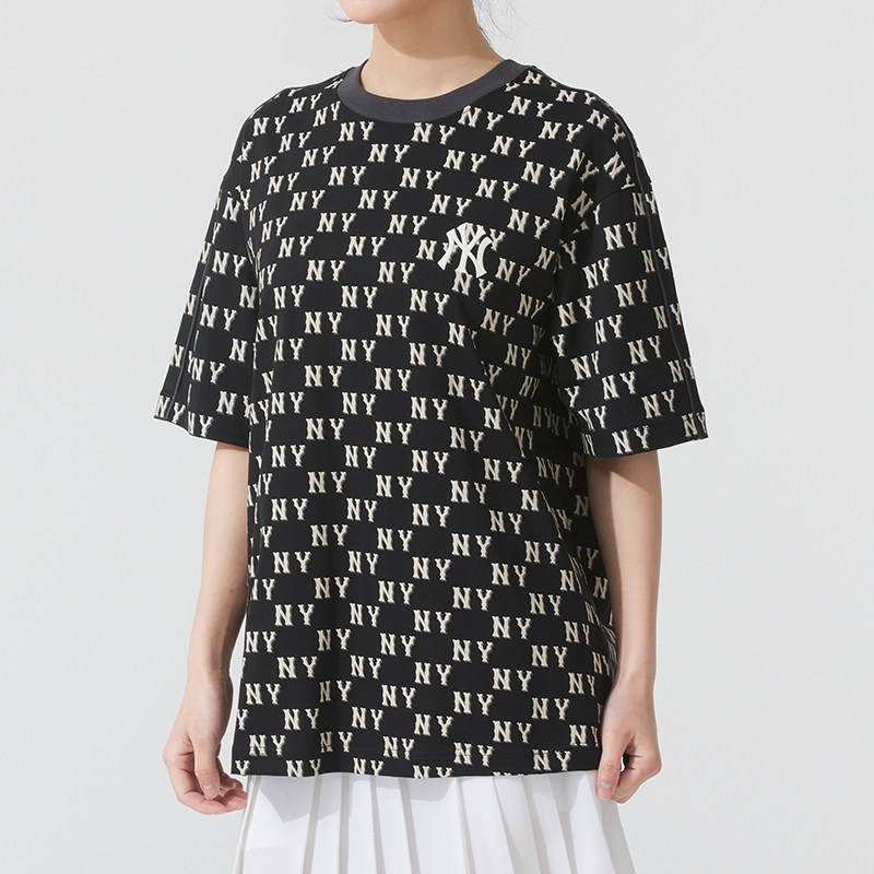 【自营】MLB美职棒老花短袖男装女装运动黑色上衣时尚休闲圆领T恤,淘宝优惠券,粉丝福利购,淘宝优惠卷