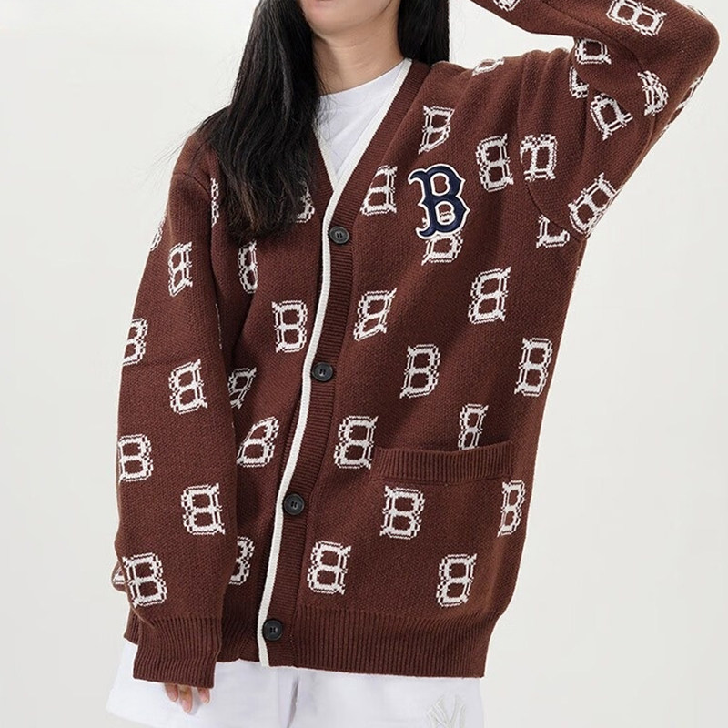 【自营】MLB美职棒针织外套男女宽松复古老花休闲开衫3AKCM0124,淘宝优惠券,粉丝福利购,淘宝优惠卷