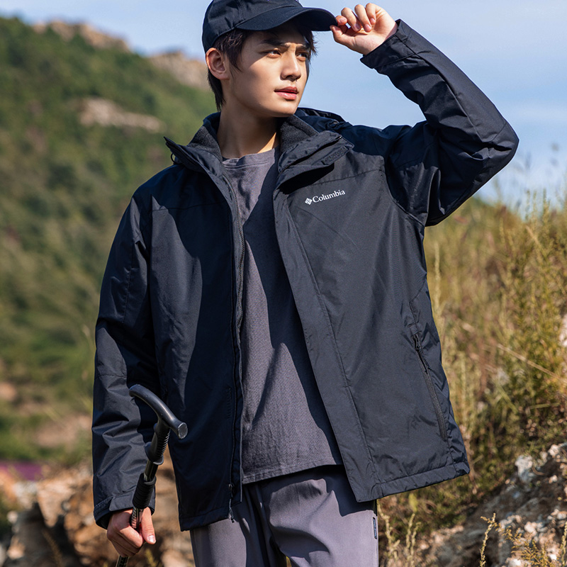 【自营】哥伦比亚冲锋衣男装三合一冬季保暖休闲服可拆卸运动外套 - 图1