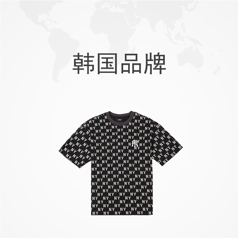 【自营】MLB美职棒老花短袖男装女装运动黑色上衣时尚休闲圆领T恤,淘宝优惠券,粉丝福利购,淘宝优惠卷