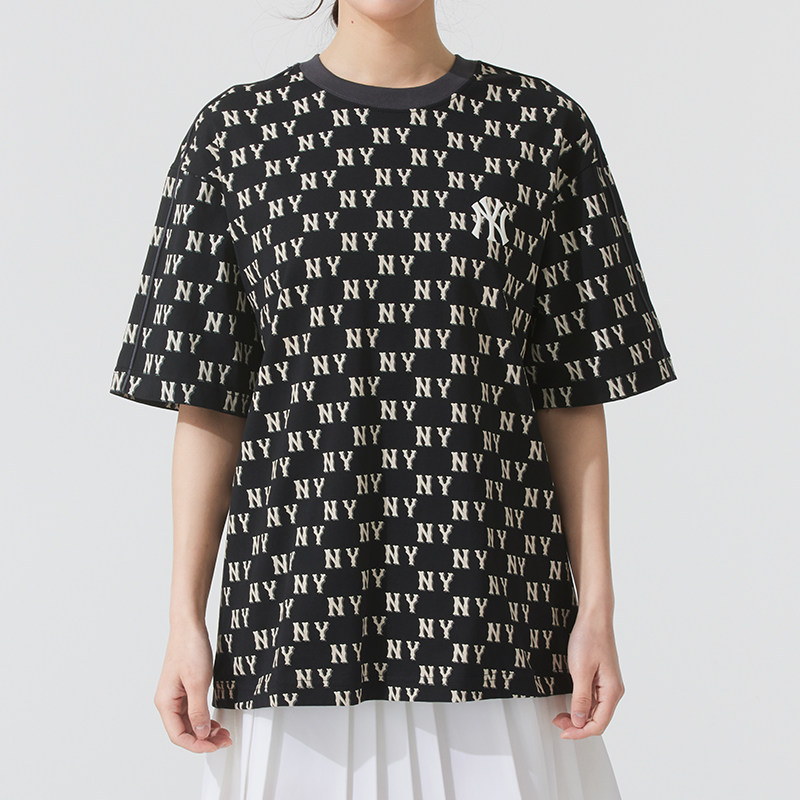 【自营】MLB美职棒老花短袖男装女装运动黑色上衣时尚休闲圆领T恤,淘宝优惠券,粉丝福利购,淘宝优惠卷