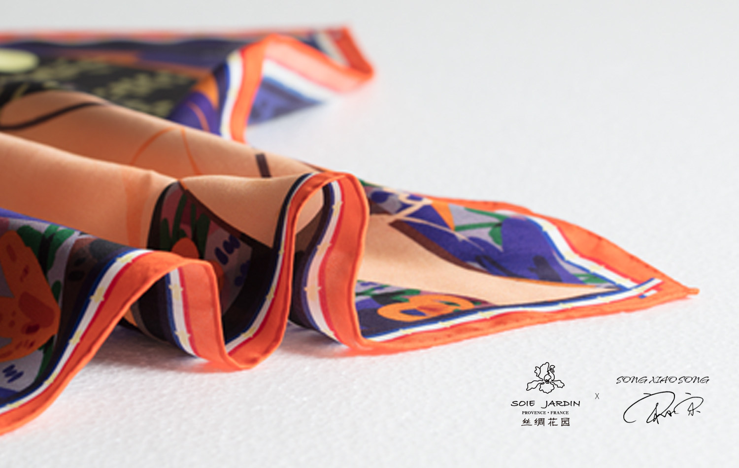 soie jardin 7#宋小宋联名城市系列真丝斜纹绸印花方丝巾手工卷边,淘宝优惠券,粉丝福利购,淘宝优惠卷