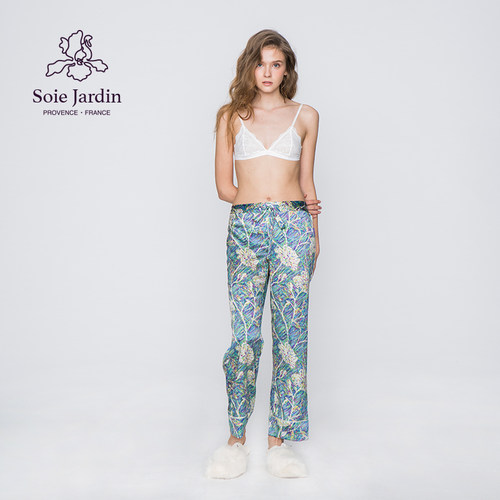 soie jardin3#梵高丝绸睡衣原创印花桑蚕丝家居服三件搭配套装 - 图1
