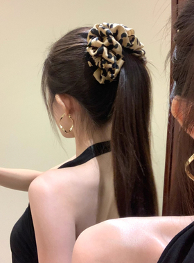 韩系复古豹纹褶皱香蕉夹女后脑勺