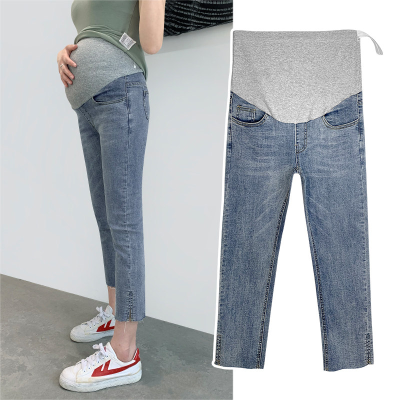 春秋款外穿时尚深蓝色孕妇裤子 夏娜莎孕妇直筒裤