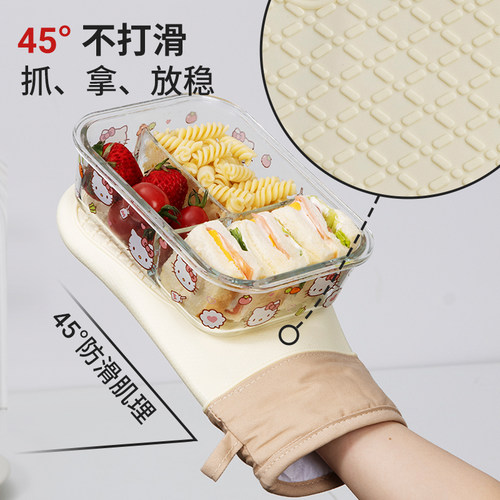 防烫手套隔热加厚硅胶厨房烤箱专用烘焙耐高温防热微波炉手套烘培 - 图3