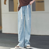 Girl Jeans Spring Autumn 2024 new children Autumn fit pants CUHK Wide-legged Pants Loose Straight Drum Pants Trousers Long Pants