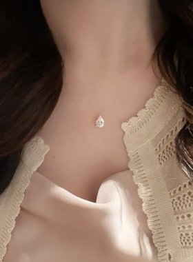 极简风水晶锆石珍珠吊坠鱼线项链