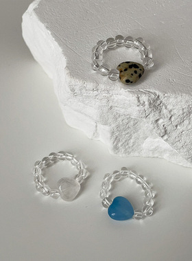 简约百搭斑点石水晶爱心串珠弹力