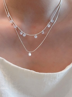 超闪双层锆石项链女时尚精致轻奢
